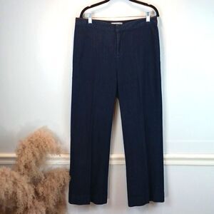 ELLEN TRACY high waist wide straight leg dark blue jeans size 10